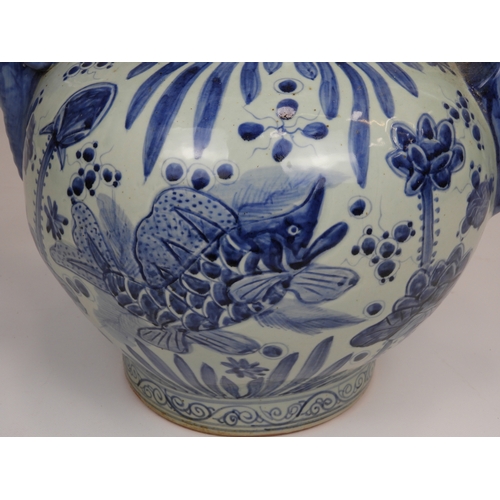 584 - Large Chinese Blue and White Ceramic Water Pitcher - 26