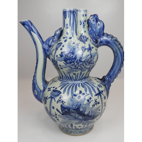 584 - Large Chinese Blue and White Ceramic Water Pitcher - 26