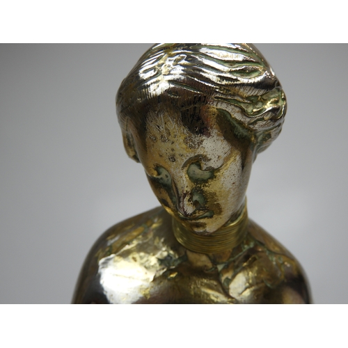 76 - Brass Effect Statue of a Nude Lady with a Robe