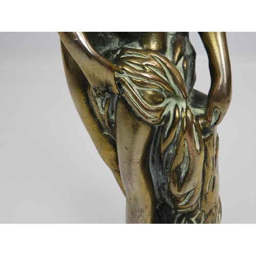 76 - Brass Effect Statue of a Nude Lady with a Robe