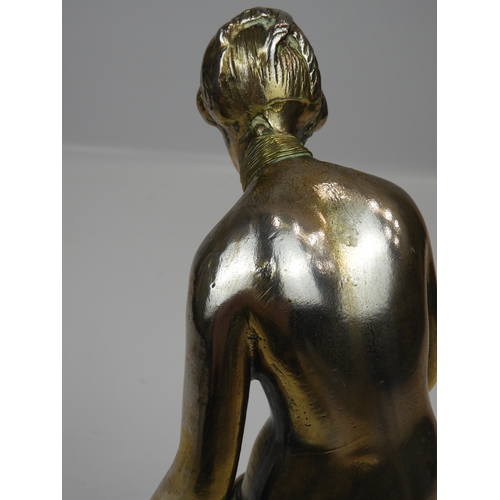 76 - Brass Effect Statue of a Nude Lady with a Robe