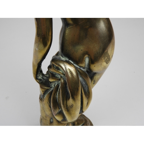 76 - Brass Effect Statue of a Nude Lady with a Robe