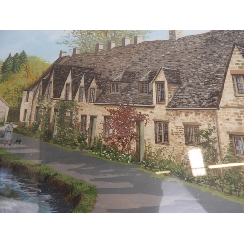 481 - Kevin Platt Original Gouache Watercolour - Arlington Row Bibury