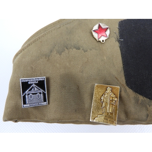 105 - Cold War Russian Military Cap with Contemporary Badges