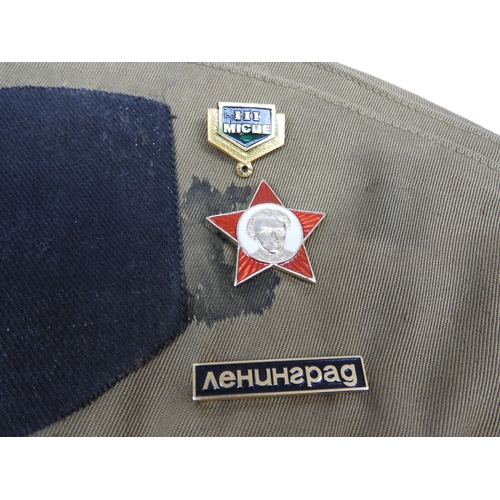 105 - Cold War Russian Military Cap with Contemporary Badges