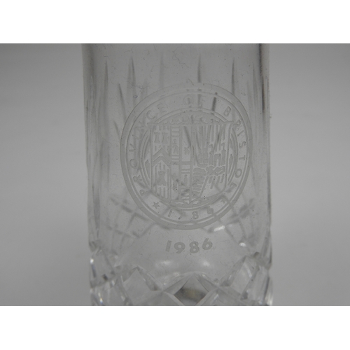 176 - Thomas Webb Crystal Vase Ltd Edition of 200 to Commemorate 200 yrs of Freemasonry in Bristol with Co... 