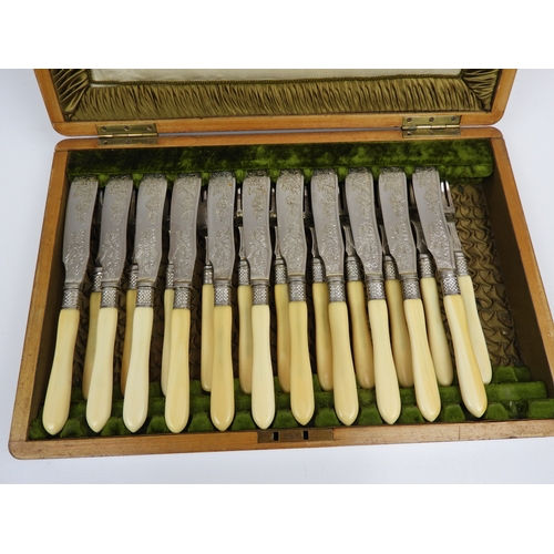 271 - Cased Fish Cutlery - One Knife and Fork Missing