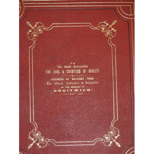 543 - Leather Bound Book Presented to the Earl of Dudley and Countess of Dudley - Address of Welcome from ... 