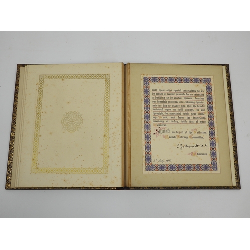 546 - Leather Bound Book Presented to the Earl of Dudley - First Visit to Netherton - July 1893 - Hand Wri... 