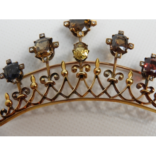 368 - Unmarked Gold and Tortoiseshell Hair Comb and Detachable Brooch Set with Sapphire, Ruby, Citrine and... 