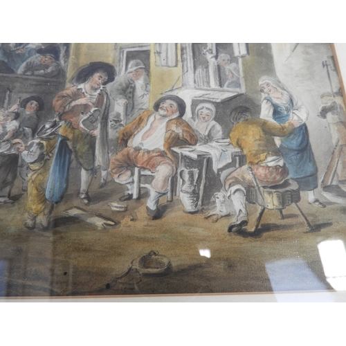 480 - Georgian Watercolour - Tavern Scene - Signed J. Ritso 1796