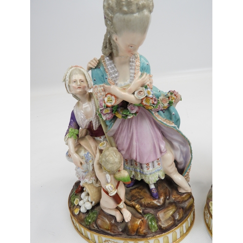 557 - Pair of Meissen Ornaments - Damaged