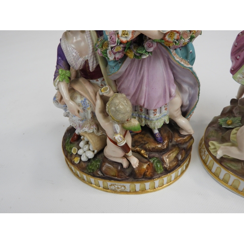 557 - Pair of Meissen Ornaments - Damaged