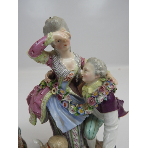 557 - Pair of Meissen Ornaments - Damaged