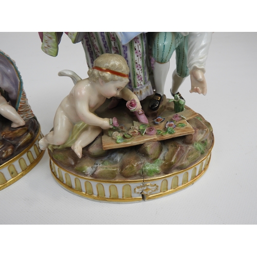 557 - Pair of Meissen Ornaments - Damaged