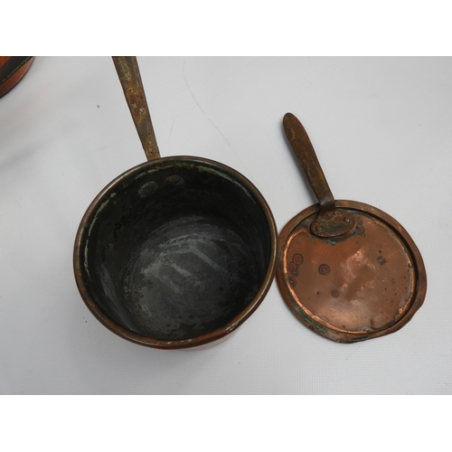 451 - Geometric Copper Kettle and Copper Pans