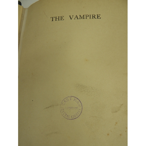 597 - Book - The Vampire His Kith and Kin By Montague Summers, Stamped East Ham Library 1928 Green Rexine ... 