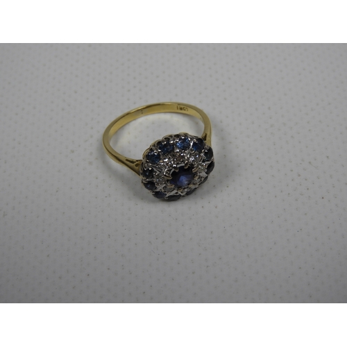 385 - 18ct Diamond (0.25) and Sapphire Ring