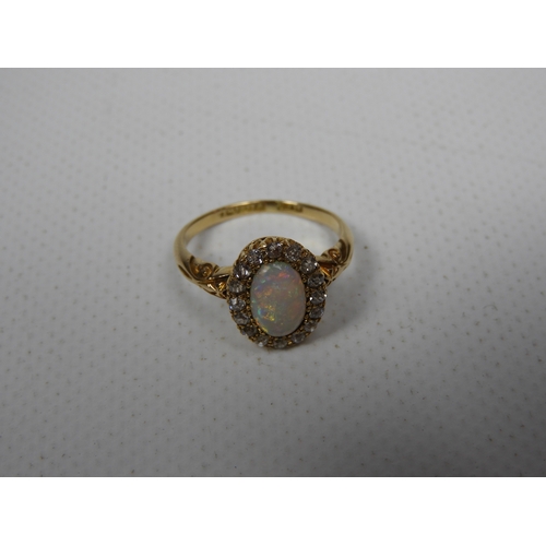 365 - 18ct Hallmarked Diamond and Opal Ring