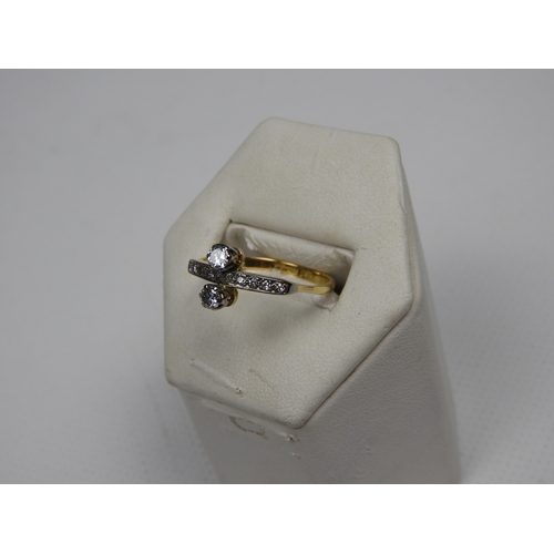 52 - Unusual 18ct Gold Ring with Platinum Set Diamonds - Approx 20pts