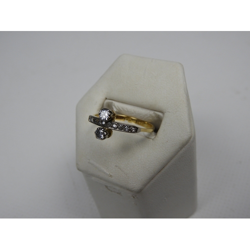 52 - Unusual 18ct Gold Ring with Platinum Set Diamonds - Approx 20pts