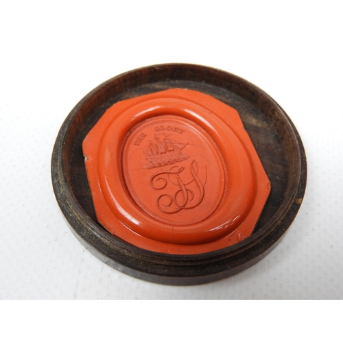 417 - Waxed Seal Marked The Glory in Turned Wooden Case