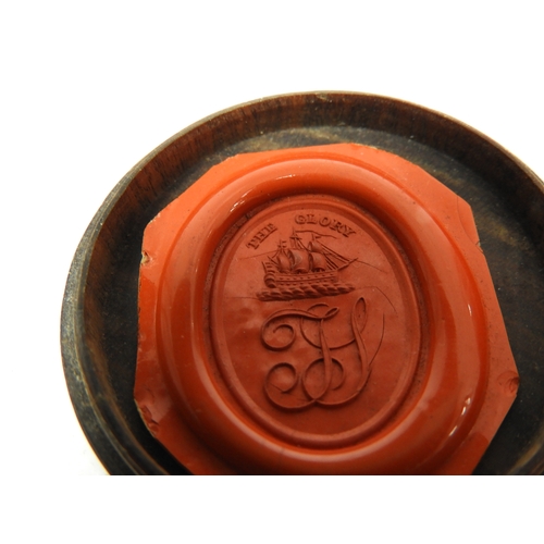 417 - Waxed Seal Marked The Glory in Turned Wooden Case