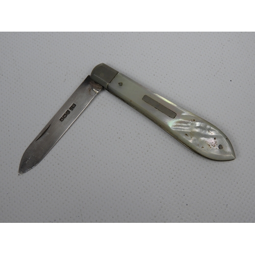 488 - 2x Silver and Mother of Pearl Fruit Knives