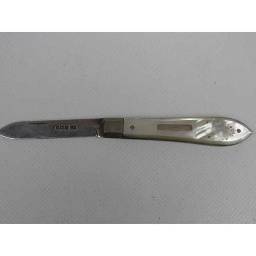 488 - 2x Silver and Mother of Pearl Fruit Knives