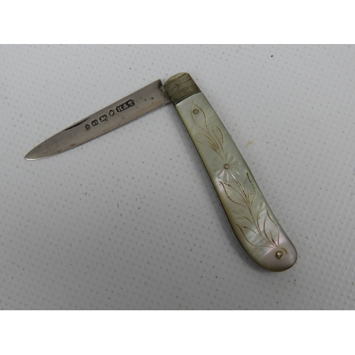 488 - 2x Silver and Mother of Pearl Fruit Knives