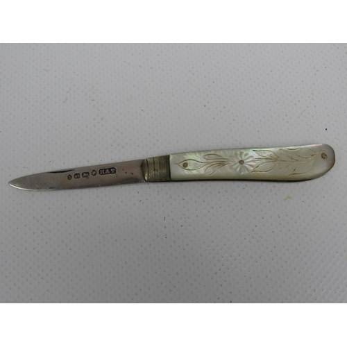 488 - 2x Silver and Mother of Pearl Fruit Knives