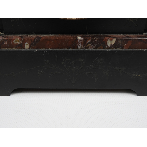 517 - Slate and Marble Cased Mantel Clock