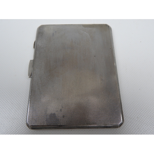 390 - Birmingham Silver Engine Turned Cigarette Case Hallmarked 1935 with Vacant Cartouche