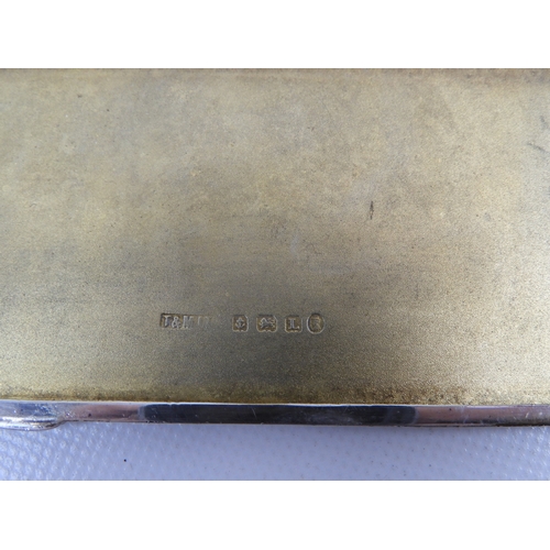 390 - Birmingham Silver Engine Turned Cigarette Case Hallmarked 1935 with Vacant Cartouche