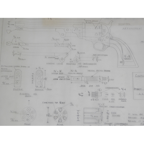 556 - Engineers Drawings for a Colts 1851 Navy Percussion Revolver and a Harper's Ferry US Marshall Pistol... 