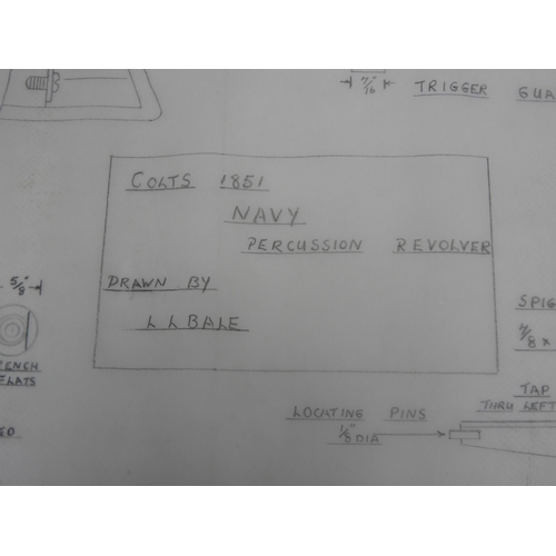 556 - Engineers Drawings for a Colts 1851 Navy Percussion Revolver and a Harper's Ferry US Marshall Pistol... 