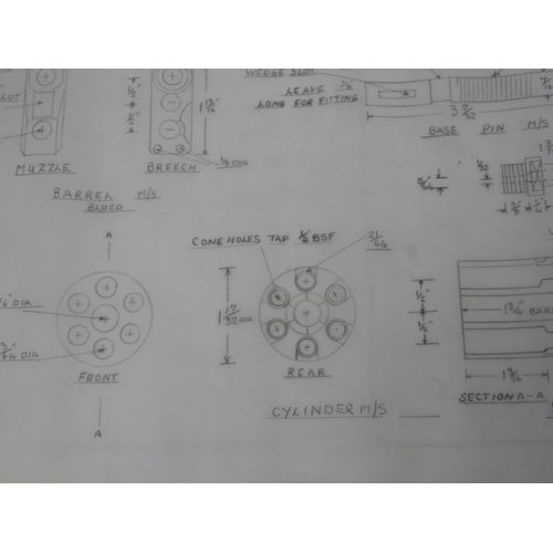 556 - Engineers Drawings for a Colts 1851 Navy Percussion Revolver and a Harper's Ferry US Marshall Pistol... 