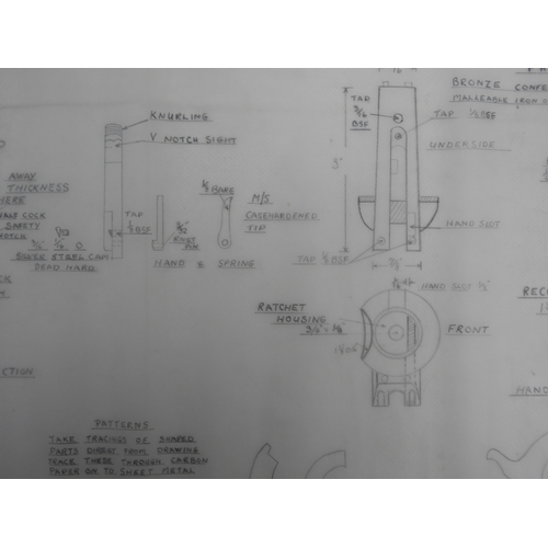 556 - Engineers Drawings for a Colts 1851 Navy Percussion Revolver and a Harper's Ferry US Marshall Pistol... 