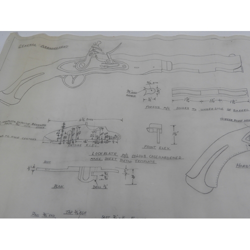 556 - Engineers Drawings for a Colts 1851 Navy Percussion Revolver and a Harper's Ferry US Marshall Pistol... 