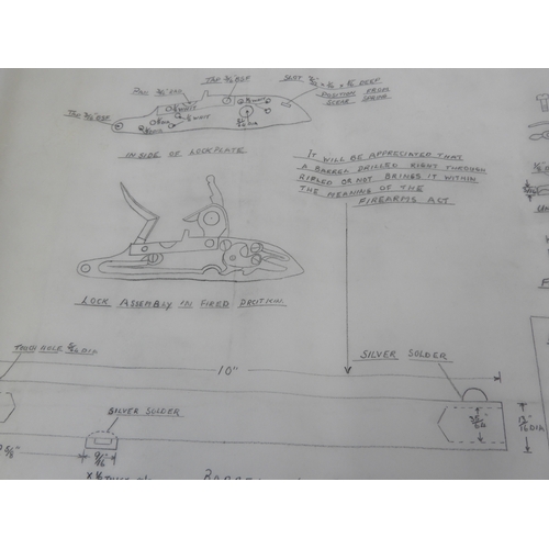 556 - Engineers Drawings for a Colts 1851 Navy Percussion Revolver and a Harper's Ferry US Marshall Pistol... 