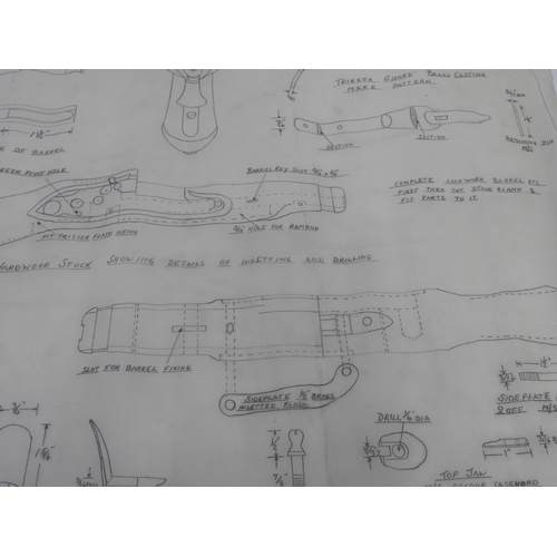 556 - Engineers Drawings for a Colts 1851 Navy Percussion Revolver and a Harper's Ferry US Marshall Pistol... 