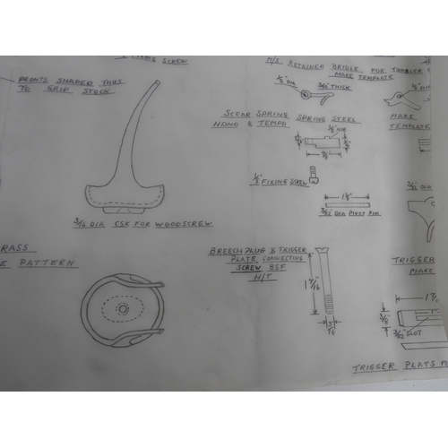 556 - Engineers Drawings for a Colts 1851 Navy Percussion Revolver and a Harper's Ferry US Marshall Pistol... 