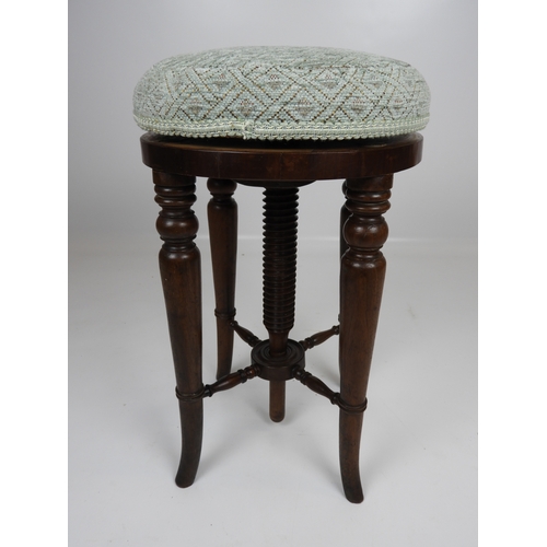 419 - Victorian Mahogany Adjustable Upholstered Music Stool