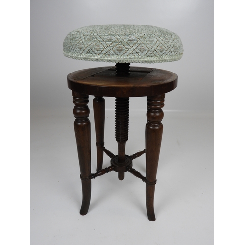 419 - Victorian Mahogany Adjustable Upholstered Music Stool