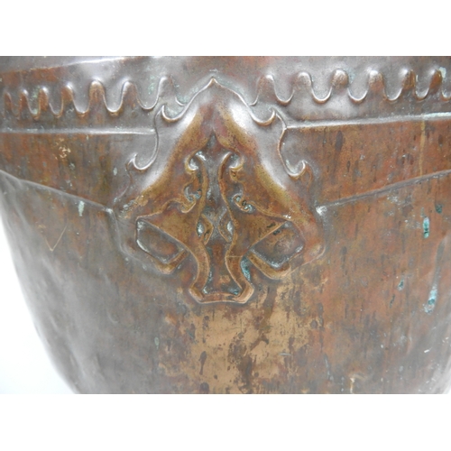 614 - Beaten Copper Log Bucket in the Art Nouveau Style