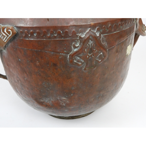 614 - Beaten Copper Log Bucket in the Art Nouveau Style