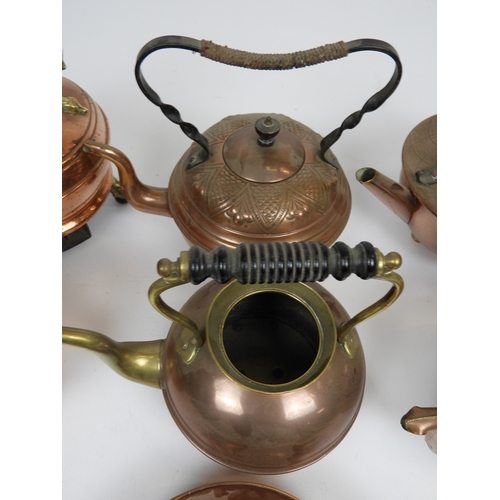 619 - Quantity of Copper Kettles and a Porringer