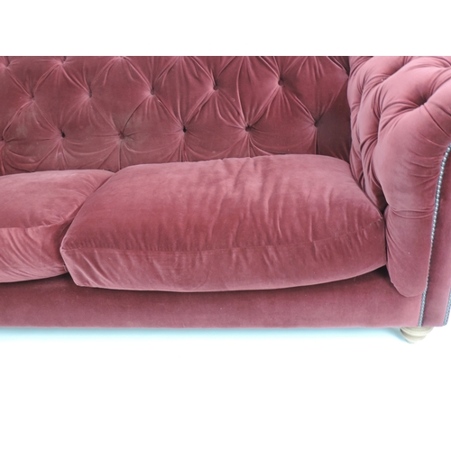 421 - Red Velvet Chesterfield Sofa