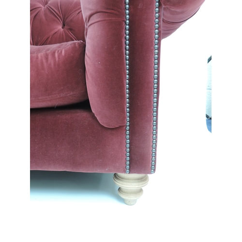 421 - Red Velvet Chesterfield Sofa