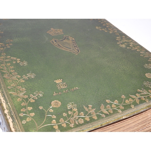 549 - Green Leather Bound Book Album with Crown and Harp - Dated September 25th 1902 - for Tour of Ireland... 